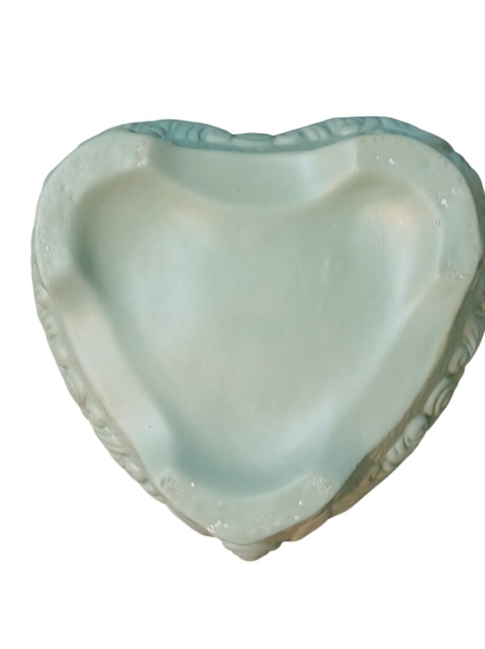 Vintage Ceramic & Faux Ivory Roses & Ladies Bust Jewelry Box Shaped Like A Heart - Picture 9 of 15